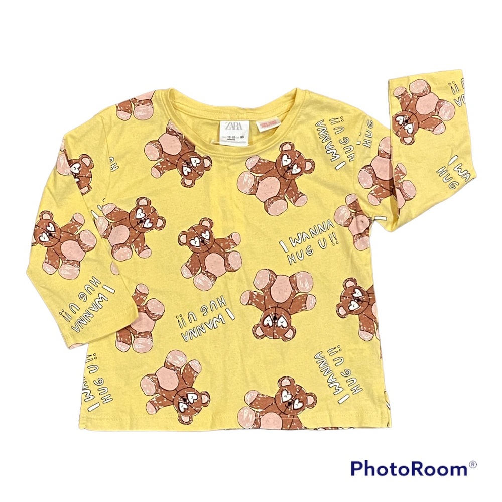 Zara yellow long sleeves tee with teddy bears